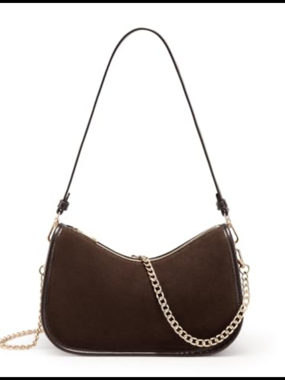 Faux Suede Crossbody Shoulder Bag Zip Purse Handbag
